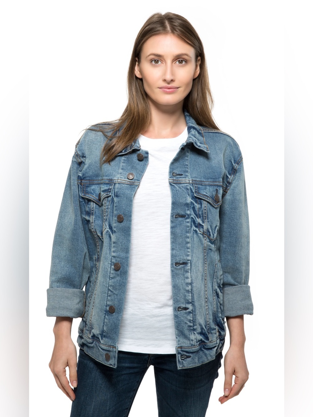 Threadfast Oversized Light Wash Denim Jacket Size Large